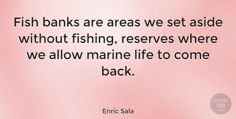 Enric Sala Quote About Allow, Areas, Aside, Banks, Life: Fish Banks Are Areas We...