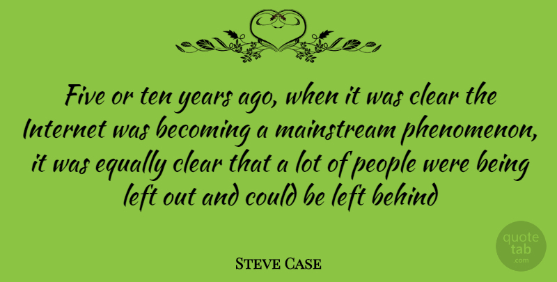 Steve Case Quote About Years, People, Becoming: Five Or Ten Years Ago...