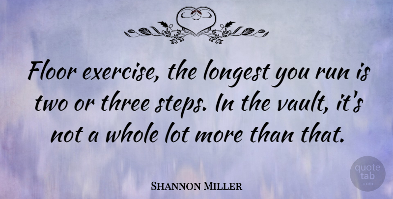 Shannon Miller Quote About Running, Exercise, Two: Floor Exercise The Longest You...