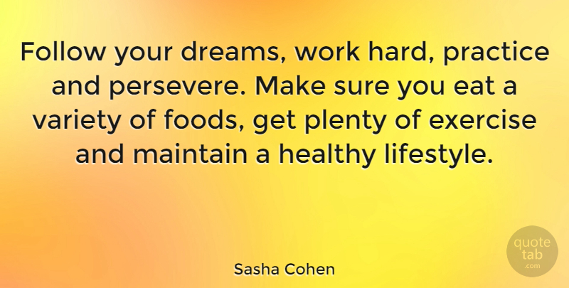 Sasha Cohen Quote About Motivational, Dream, Hard Work: Follow Your Dreams Work Hard...