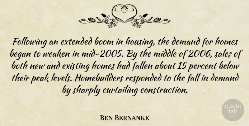 Ben Bernanke Quote About Began, Below, Boom, Both, Demand: Following An Extended Boom In...