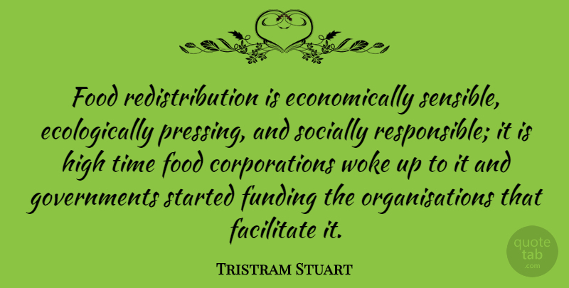 Tristram Stuart Quote About Facilitate, Food, Funding, Socially, Time: Food Redistribution Is Economically Sensible...
