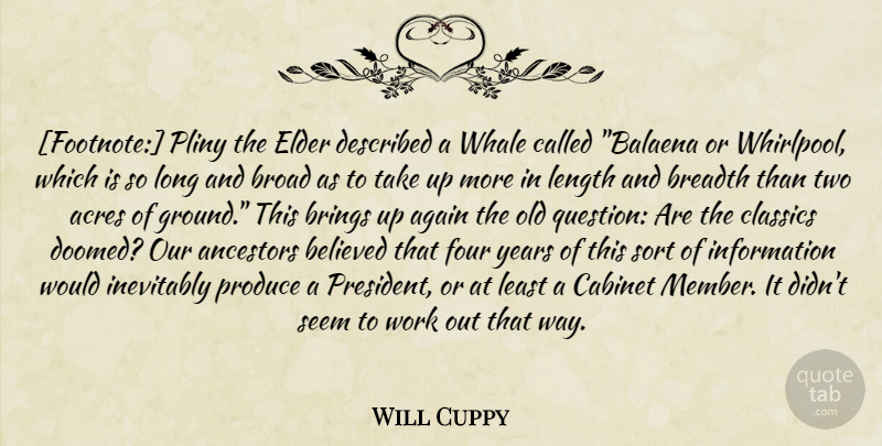 Will Cuppy Quote About Years, Whales, Two: Footnote Pliny The Elder Described...