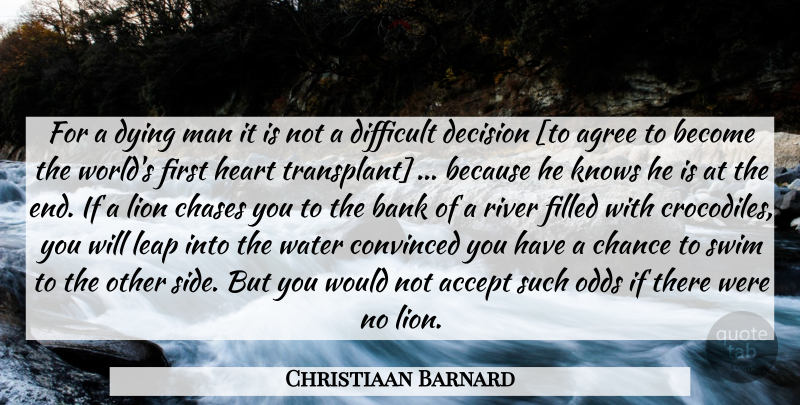 Christiaan Barnard Quote About Heart, Men, Odds: For A Dying Man It...