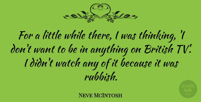Neve McIntosh Quote About undefined: For A Little While There...