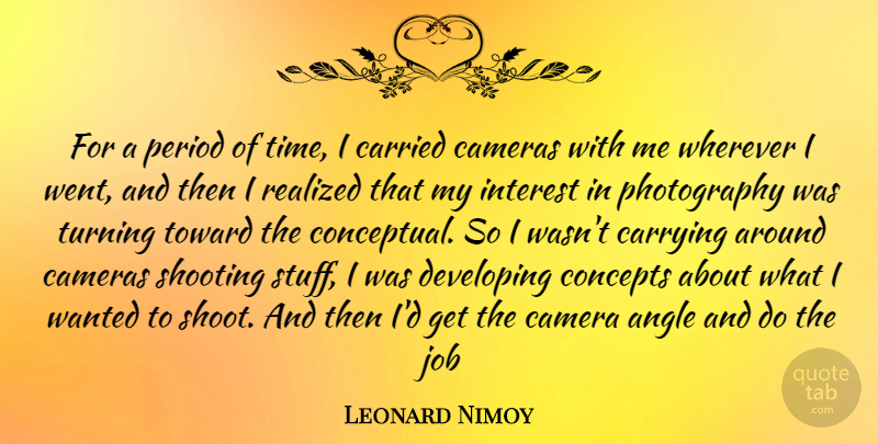Leonard Nimoy Quote About Photography, Jobs, Inspiration: For A Period Of Time...