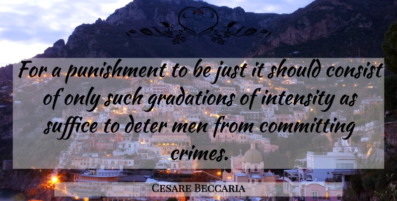 Cesare Beccaria Quote About Men, Crime, Intensity: For A Punishment To Be...