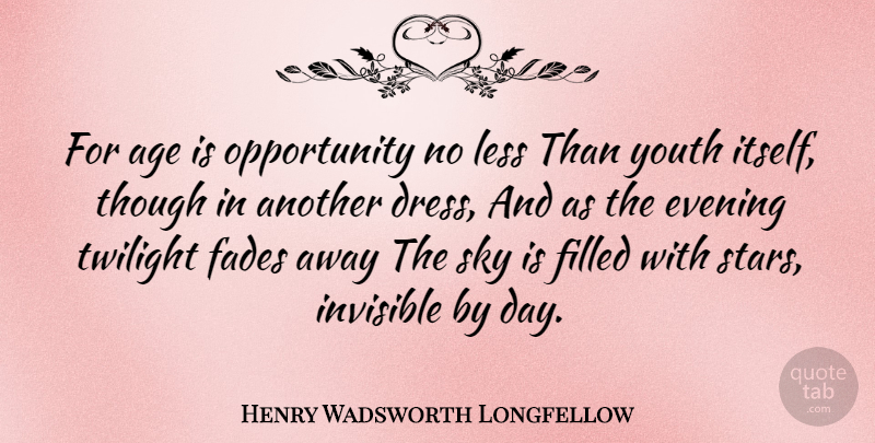 Henry Wadsworth Longfellow Quote About Happy Birthday, Time, Stars: For Age Is Opportunity No...