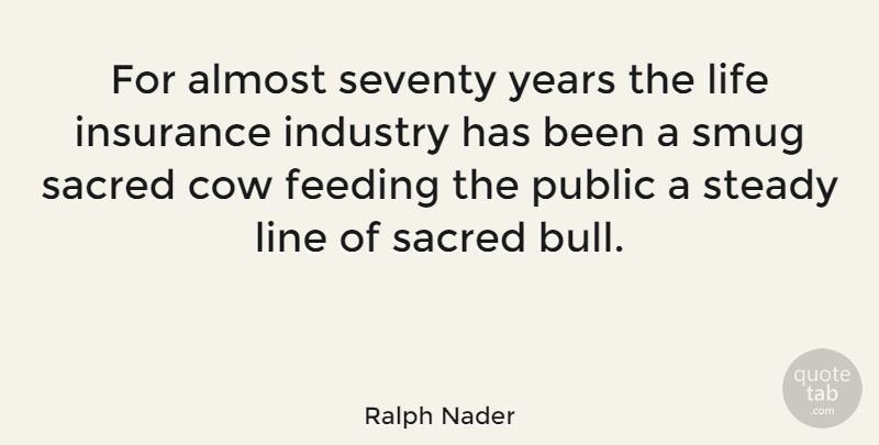 Ralph Nader Quote About Life, Years, Bulls: For Almost Seventy Years The...