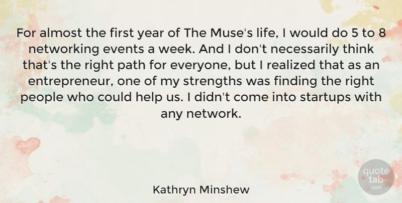 Kathryn Minshew Quote About Thinking, Years, People: For Almost The First Year...