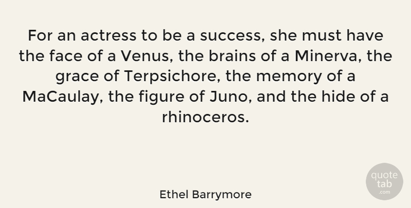 Ethel Barrymore Quote About Actress, Brains, Face, Figure, Hide: For An Actress To Be...