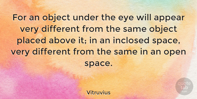 Vitruvius Quote About Above, Appear, Object, Placed: For An Object Under The...
