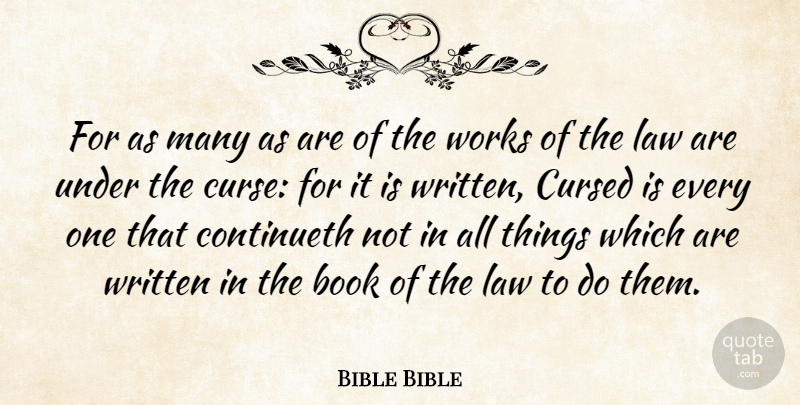 Bible Bible Quote About Book, Cursed, Law, Works, Written: For As Many As Are...