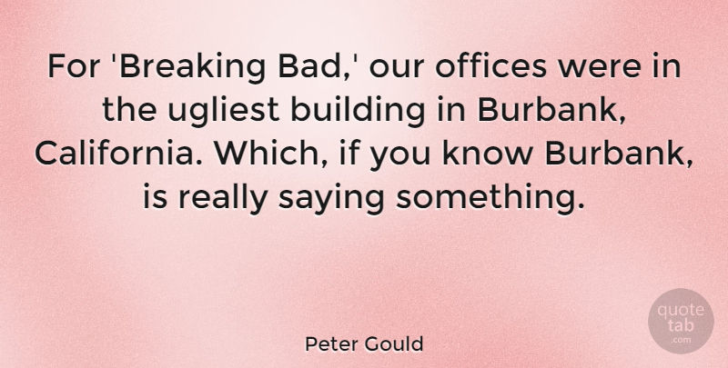 Peter Gould Quote About Offices, Ugliest: For Breaking Bad Our Offices...