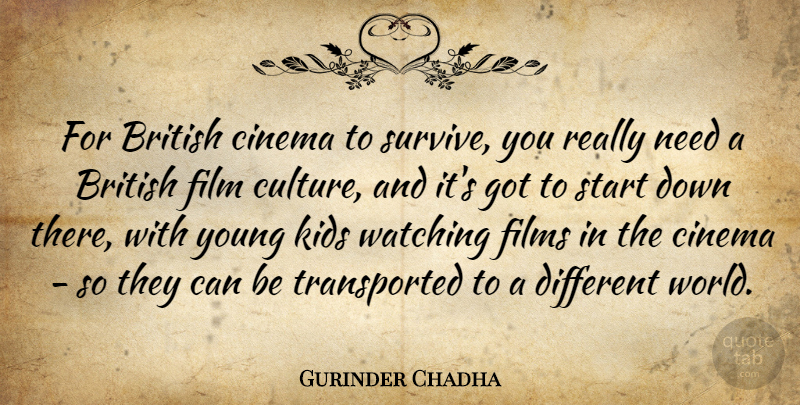 Gurinder Chadha Quote About British, Films, Kids, Watching: For British Cinema To Survive...