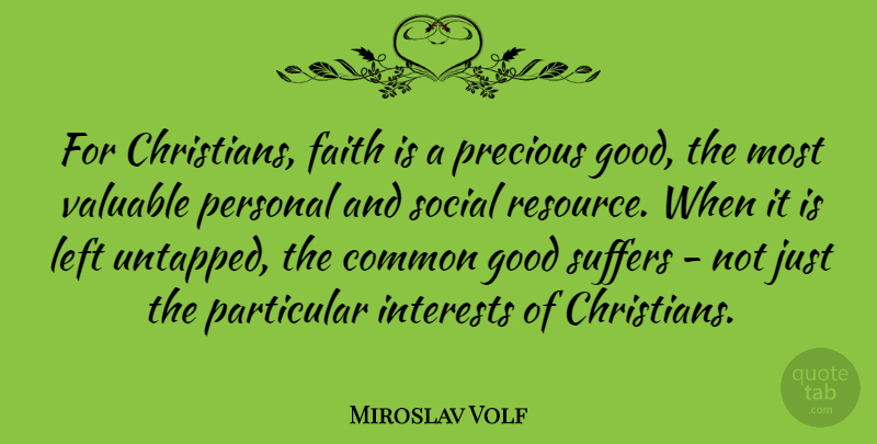 Miroslav Volf Quote About Christian, Suffering, Common: For Christians Faith Is A...
