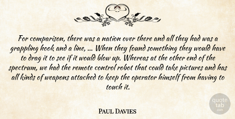Paul Davies Quote About Attached, Blow, Control, Drag, Found: For Comparison There Was A...