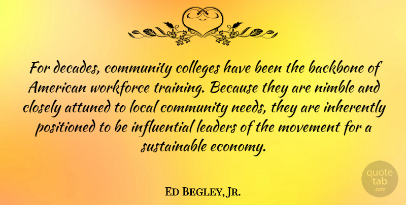 Ed Begley, Jr. Quote About College, Community, Leader: For Decades Community Colleges Have...
