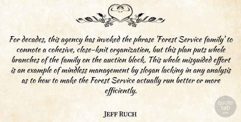 Jeff Ruch Quote About Agency, Analysis, Auction, Branches, Effort: For Decades This Agency Has...