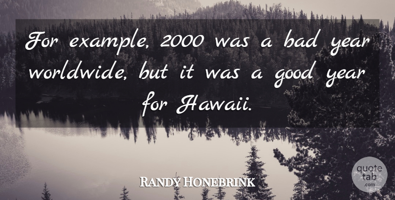 Randy Honebrink Quote About Bad, Example, Good, Year: For Example 2000 Was A...
