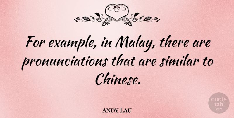 Andy Lau Quote About Chinese, Example, Pronunciation: For Example In Malay There...