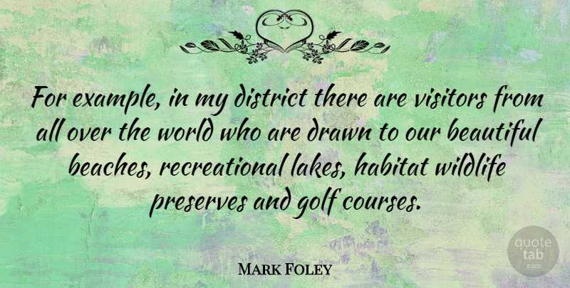 Mark Foley Quote About Beautiful, Beach, Golf: For Example In My District...