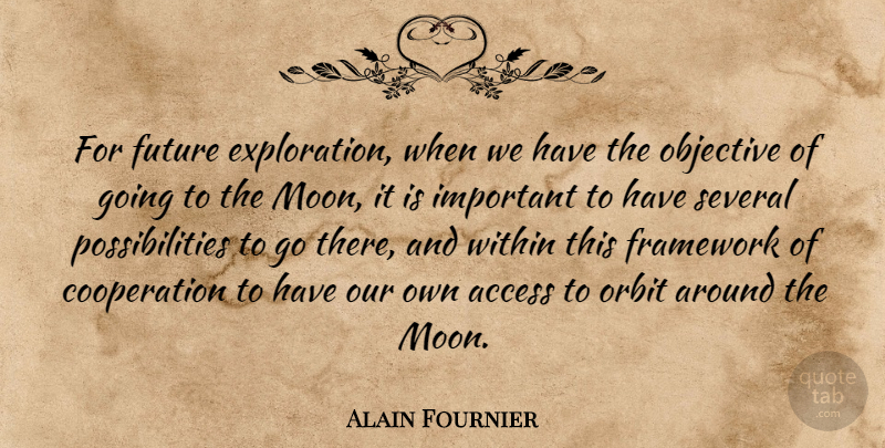 Alain Fournier Quote About Access, Cooperation, Framework, Future, Objective: For Future Exploration When We...