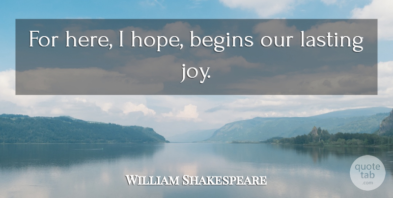William Shakespeare Quote About Joy, Excitement, Lasting: For Here I Hope Begins...