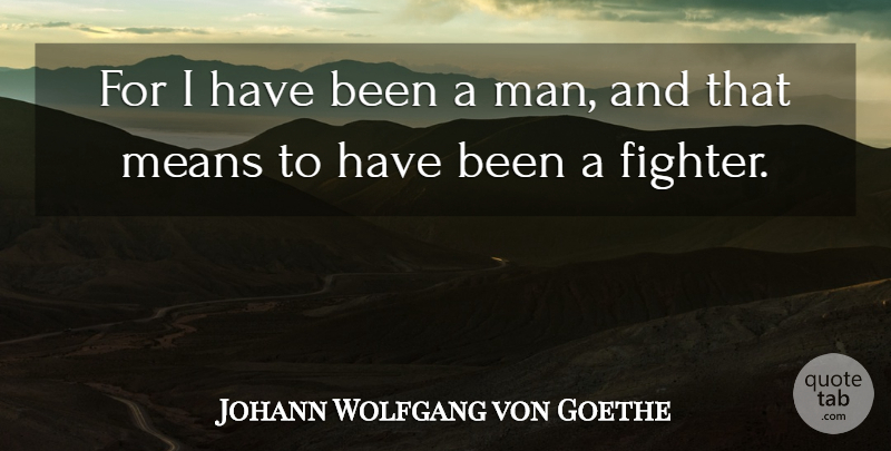 Johann Wolfgang von Goethe Quote About Mean, Men, Fighter: For I Have Been A...