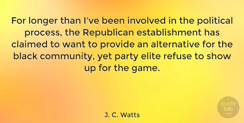 J. C. Watts Quote About Party, Games, Community: For Longer Than Ive Been...