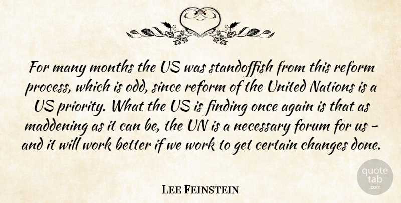 Lee Feinstein Quote About Again, Certain, Changes, Finding, Forum: For Many Months The Us...