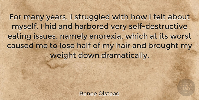 Renee Olstead Quote About Years, Issues, Hair: For Many Years I Struggled...
