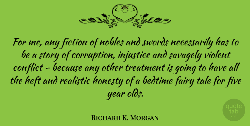 Richard K. Morgan Quote About Honesty, Years, Fiction: For Me Any Fiction Of...