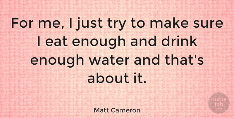 Matt Cameron Quote About Water, Trying, Drink: For Me I Just Try...