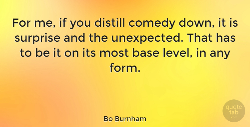Bo Burnham Quote About Levels, Unexpected, Comedy: For Me If You Distill...