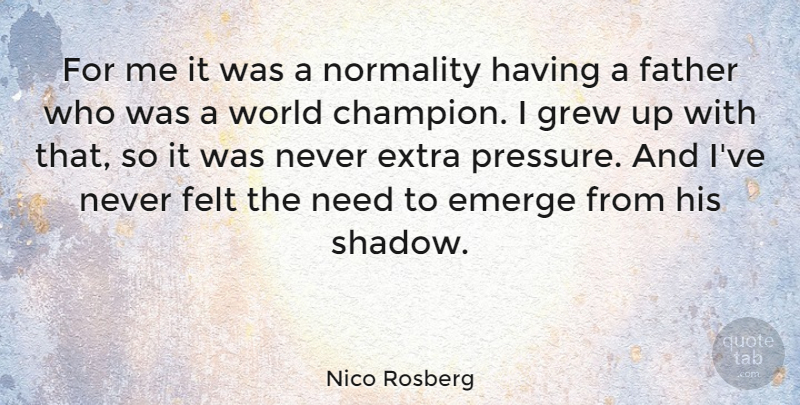 Nico Rosberg Quote About Emerge, Extra, Felt, Grew, Normality: For Me It Was A...