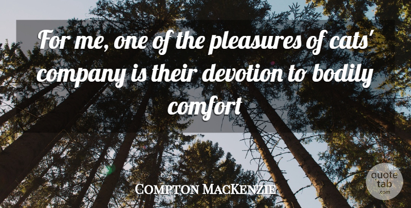 Compton MacKenzie Quote About Cat, Comfort, Devotion: For Me One Of The...