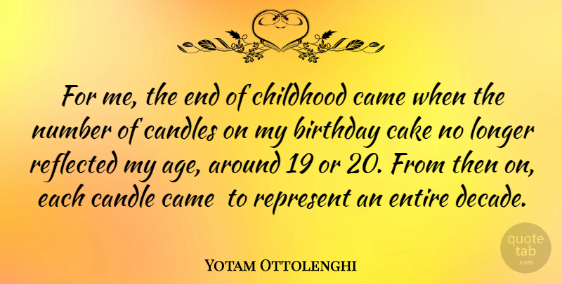 Yotam Ottolenghi Quote About Birthday, Cake, Numbers: For Me The End Of...