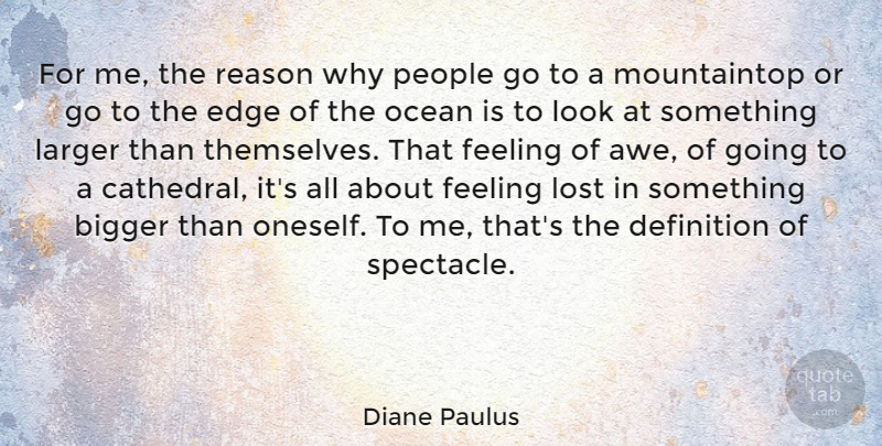 Diane Paulus Quote About Ocean, People, Feelings: For Me The Reason Why...