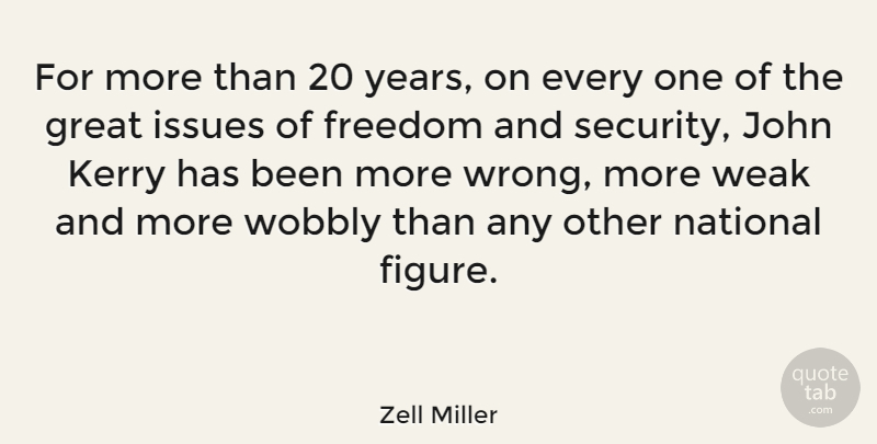 Zell Miller Quote About Years, Issues, Weak: For More Than 20 Years...