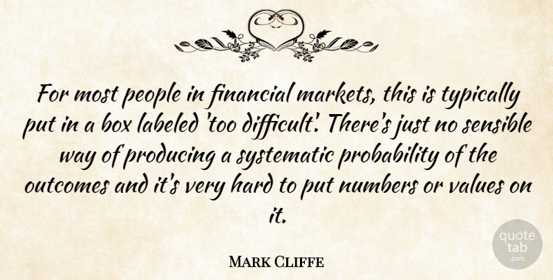 Mark Cliffe Quote About Box, Financial, Hard, Labeled, Numbers: For Most People In Financial...
