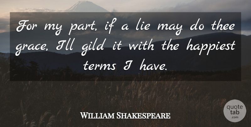 William Shakespeare Quote About Lying, Grace, May: For My Part If A...