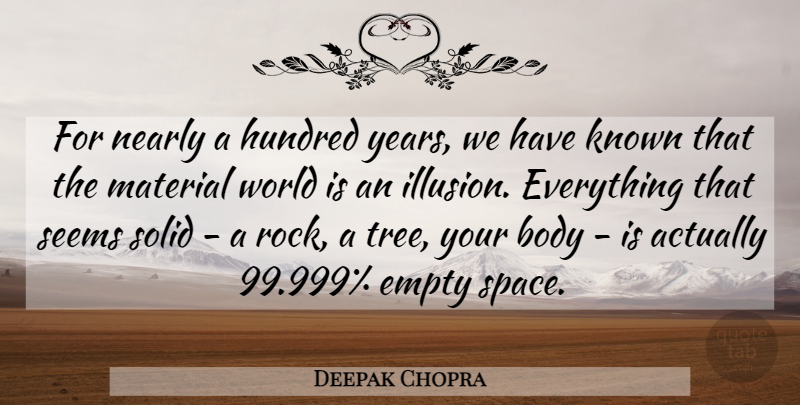 Deepak Chopra Quote About Wisdom, Years, Space: For Nearly A Hundred Years...