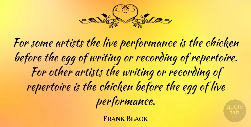 Frank Black Quote About Performance, Recording, Repertoire: For Some Artists The Live...