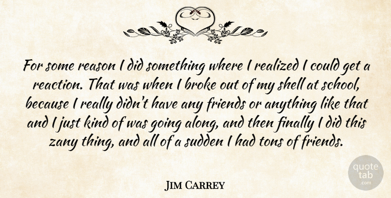 Jim Carrey Quote About School, Shells, Kind: For Some Reason I Did...