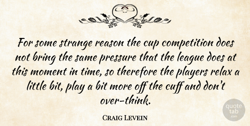 Craig Levein Quote About Bit, Bring, Competition, Cup, League: For Some Strange Reason The...