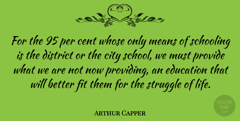 Arthur Capper Quote About Cent, City, District, Education, Fit: For The 95 Per Cent...
