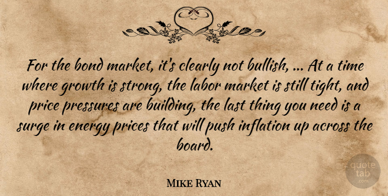 Mike Ryan Quote About Across, Bond, Clearly, Energy, Growth: For The Bond Market Its...