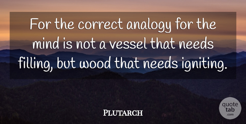 Plutarch Quote About Inspirational, Mind, Analogies: For The Correct Analogy For...