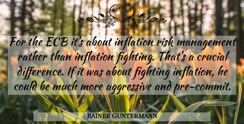 Rainer Guntermann Quote About Aggressive, Crucial, Fighting, Fights And Fighting, Inflation: For The Ecb Its About...
